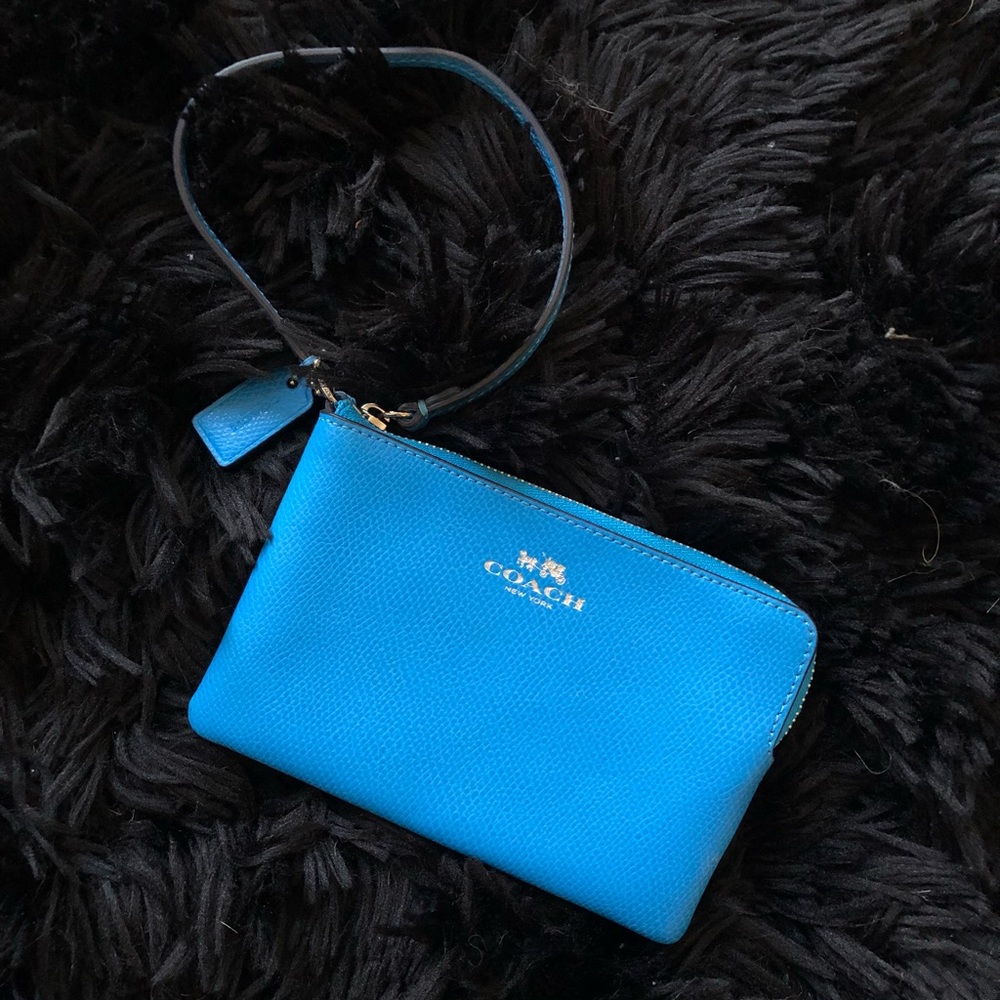 Blue Leather Coach Wristlet